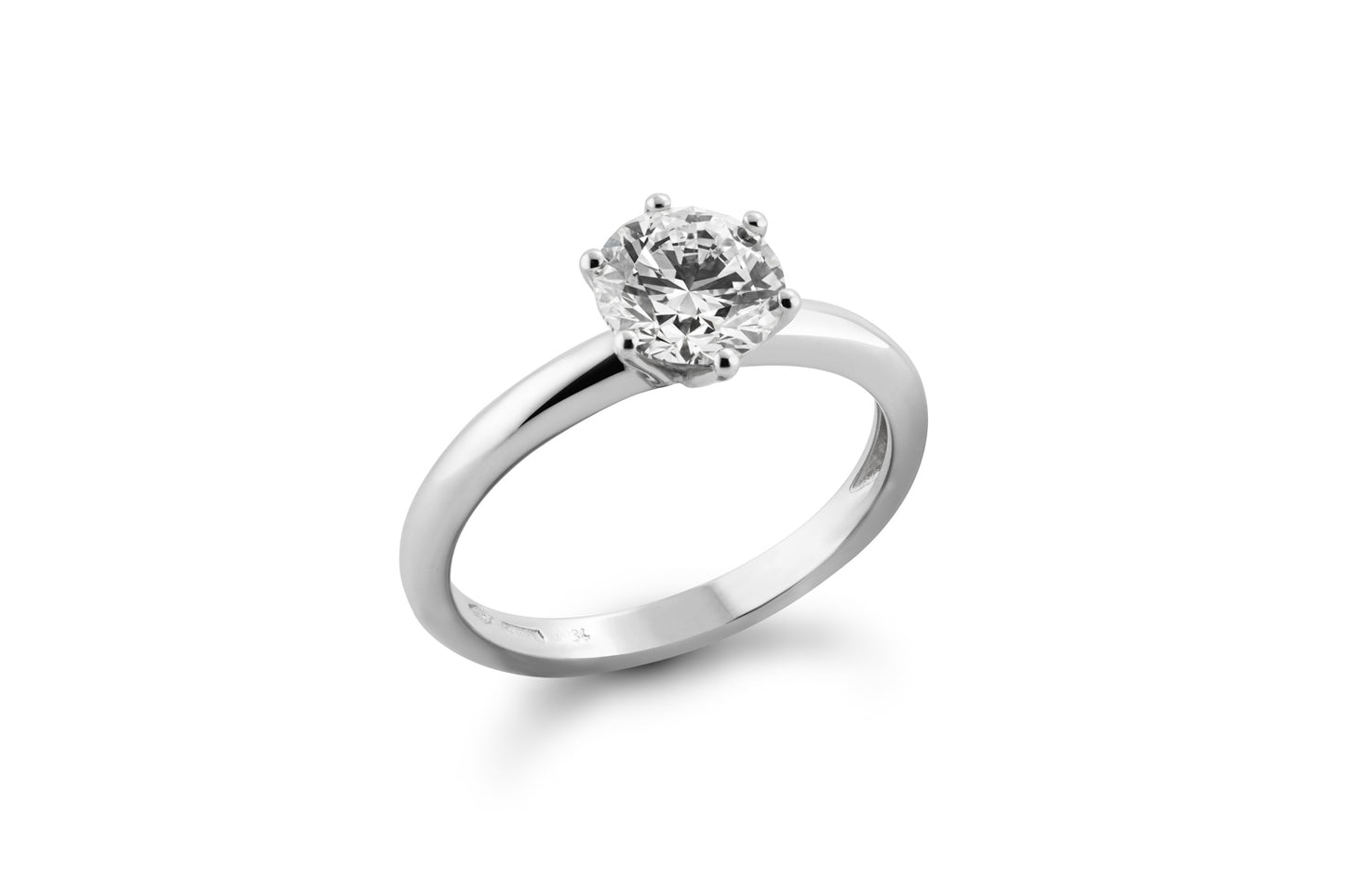 Anillo de compromiso oro blanco 18k diamante central round