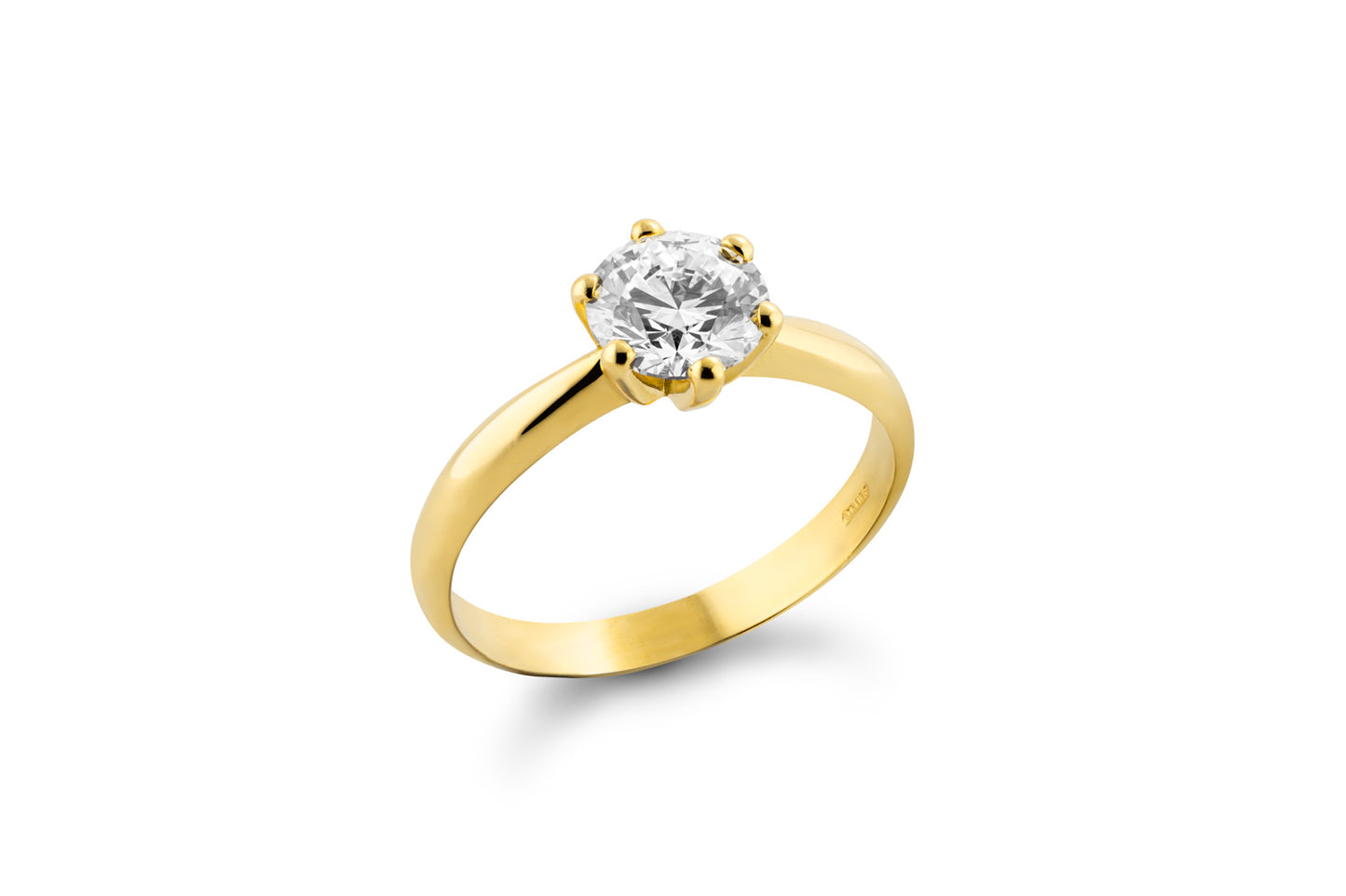 Anillo de compromiso oro amarillo 18k con diamante redondo