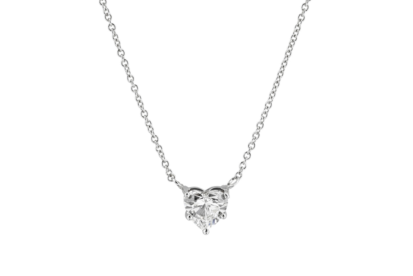 Colgante de oro blanco diamante talla corazón