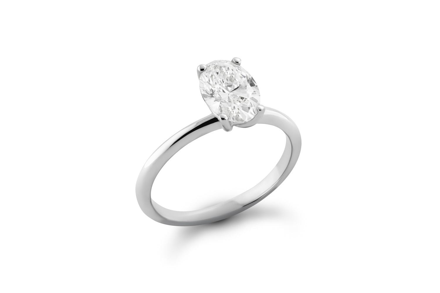 Oval Solitaire Engagement Ring  White Gold