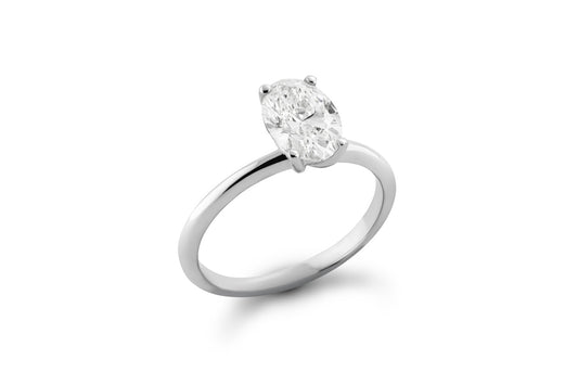 Oval Solitaire Engagement Ring  White Gold