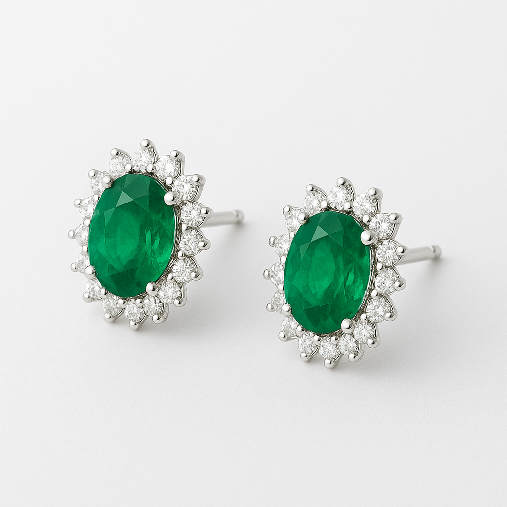 Pendientes de esmeraldas y diamantes
