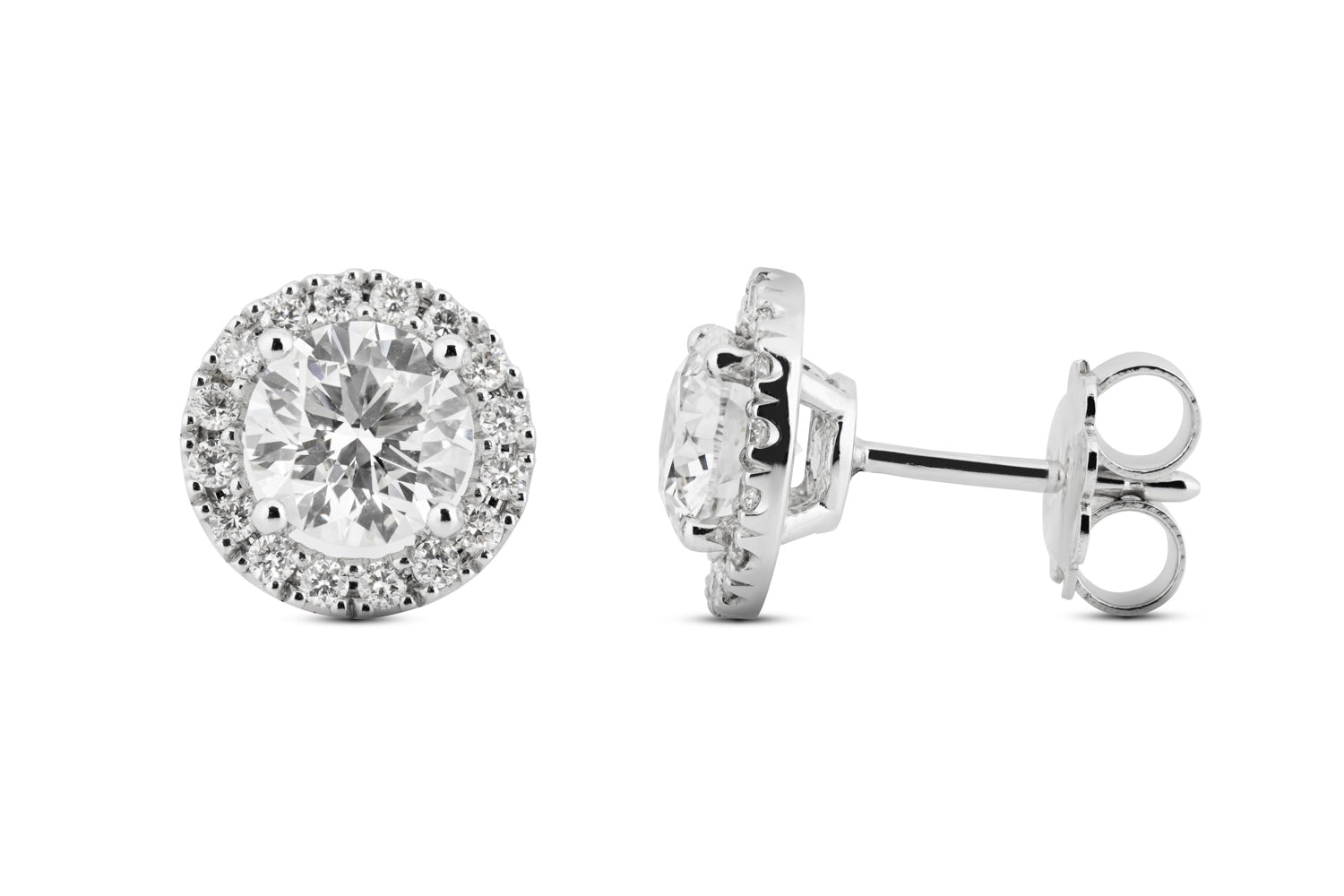 Pendientes diamantes halo round